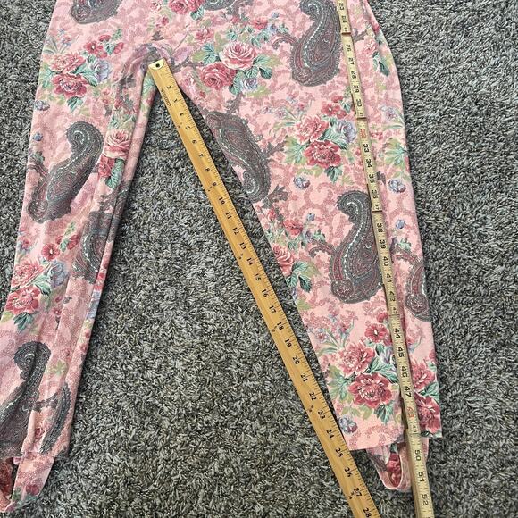 Vintage Jumpsuit Size Medium Large Pink Paisley Lounge Stretch Comfort Retro 90s - Picture 12 of 13